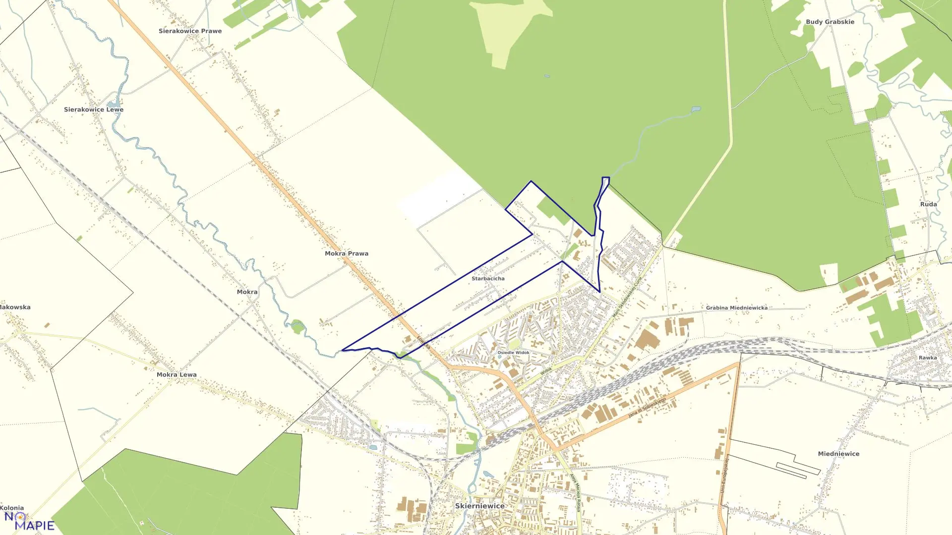 Mapa obrębu NR19 w mieście Skierniewice