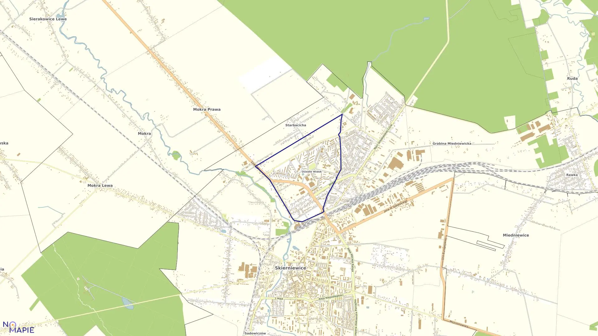 Mapa obrębu NR2 w mieście Skierniewice